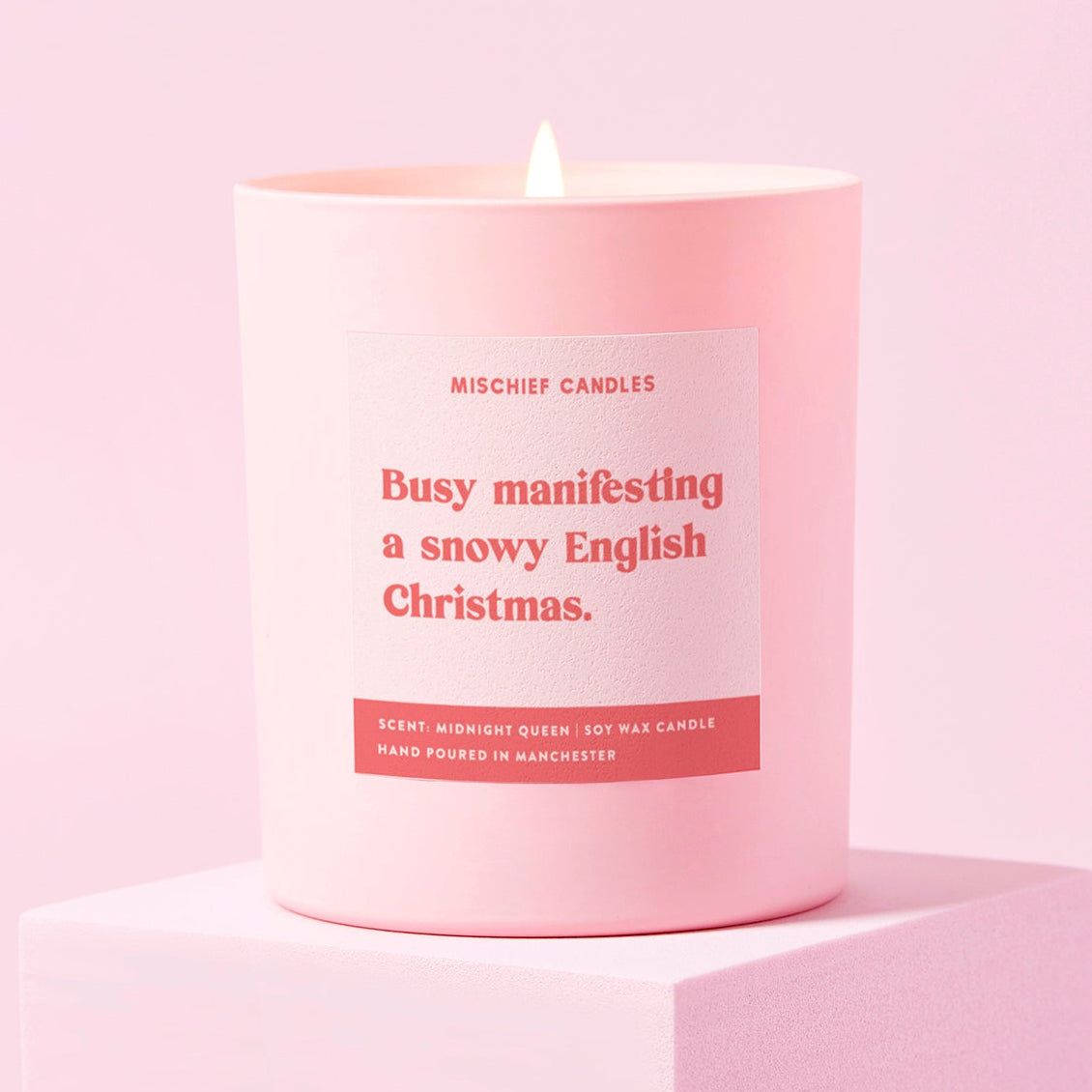 Funny Christmas Gift Candle Busy Manifesting a Snowy English Christmas