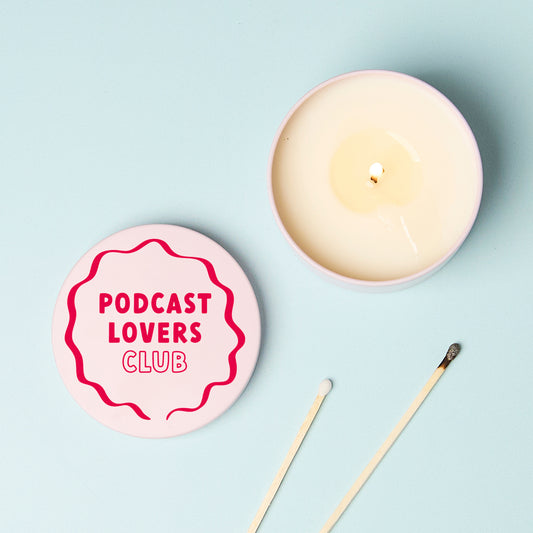 Podcast Lovers Club Pink Tin Candle