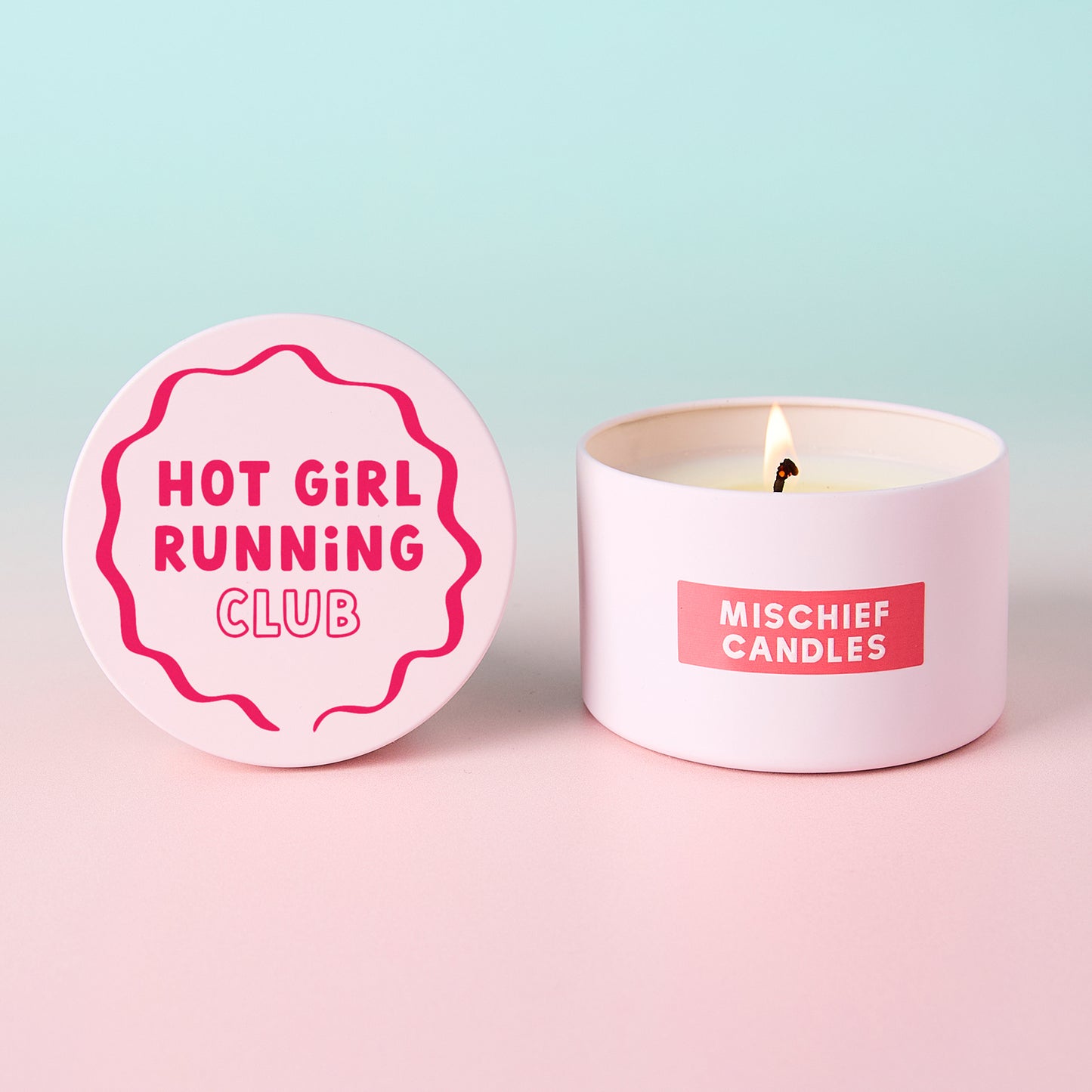 Hot Girl Running Club Pink Tin Candle