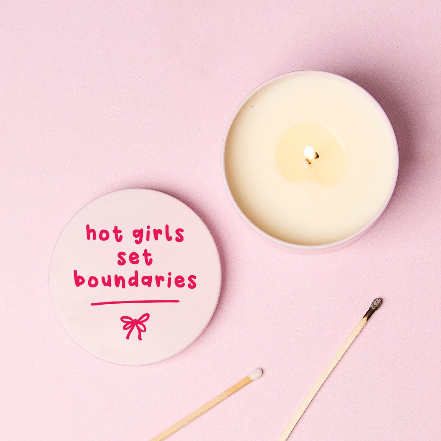 Hot Girls Set Boundaries Pink Tin Candle