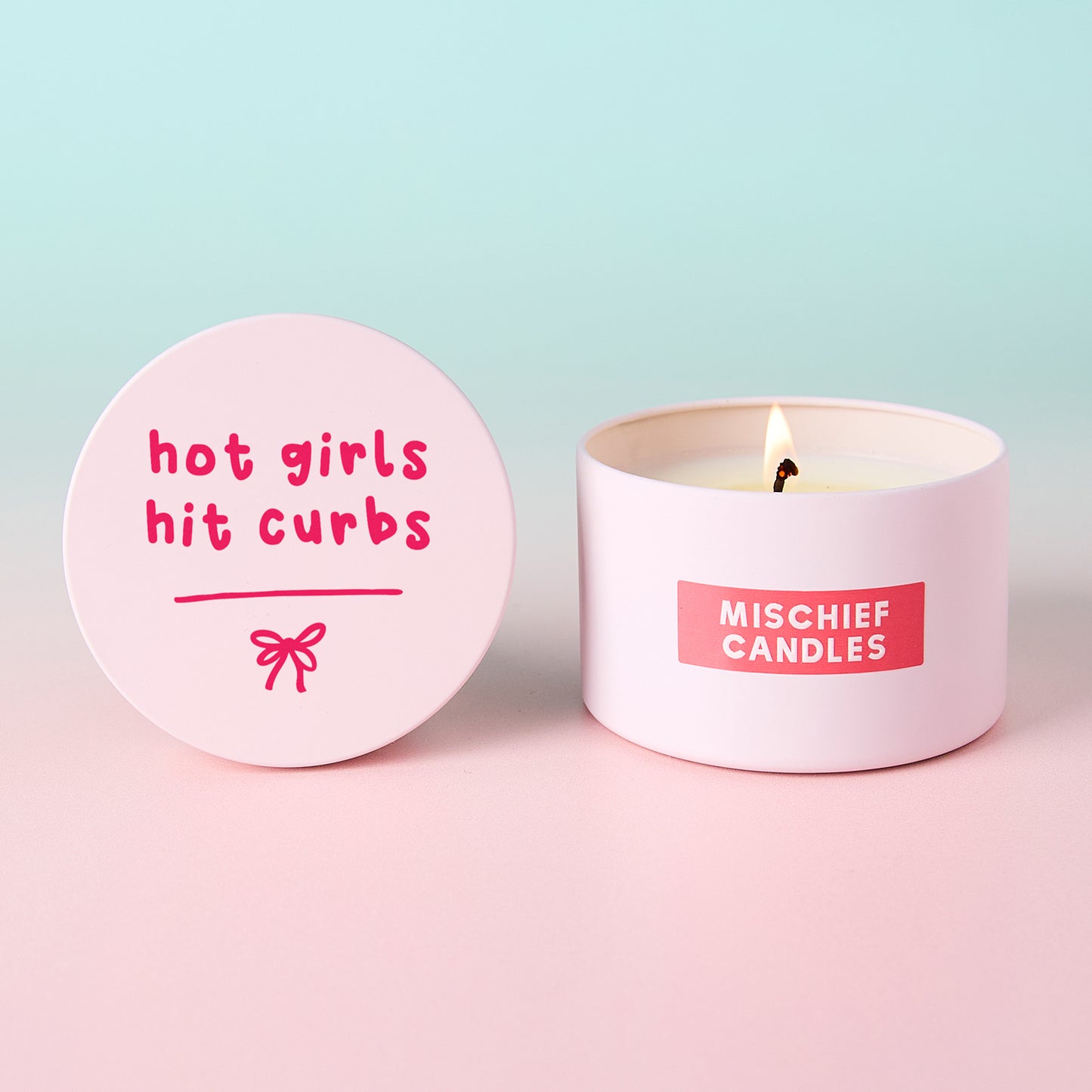 Hot Girls Hit Curbs Pink Tin Candle