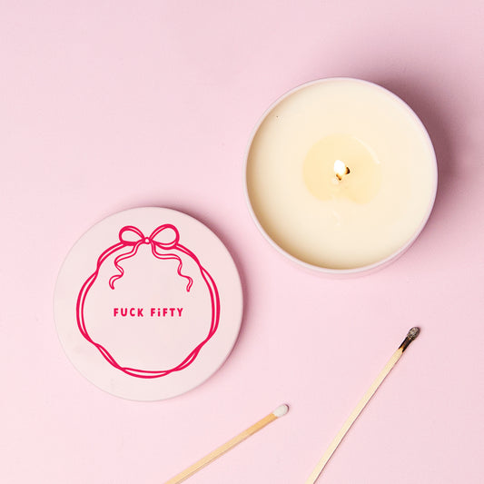 Funny 50th Birthday Gift Fuck Fifty Pink Tin Candle