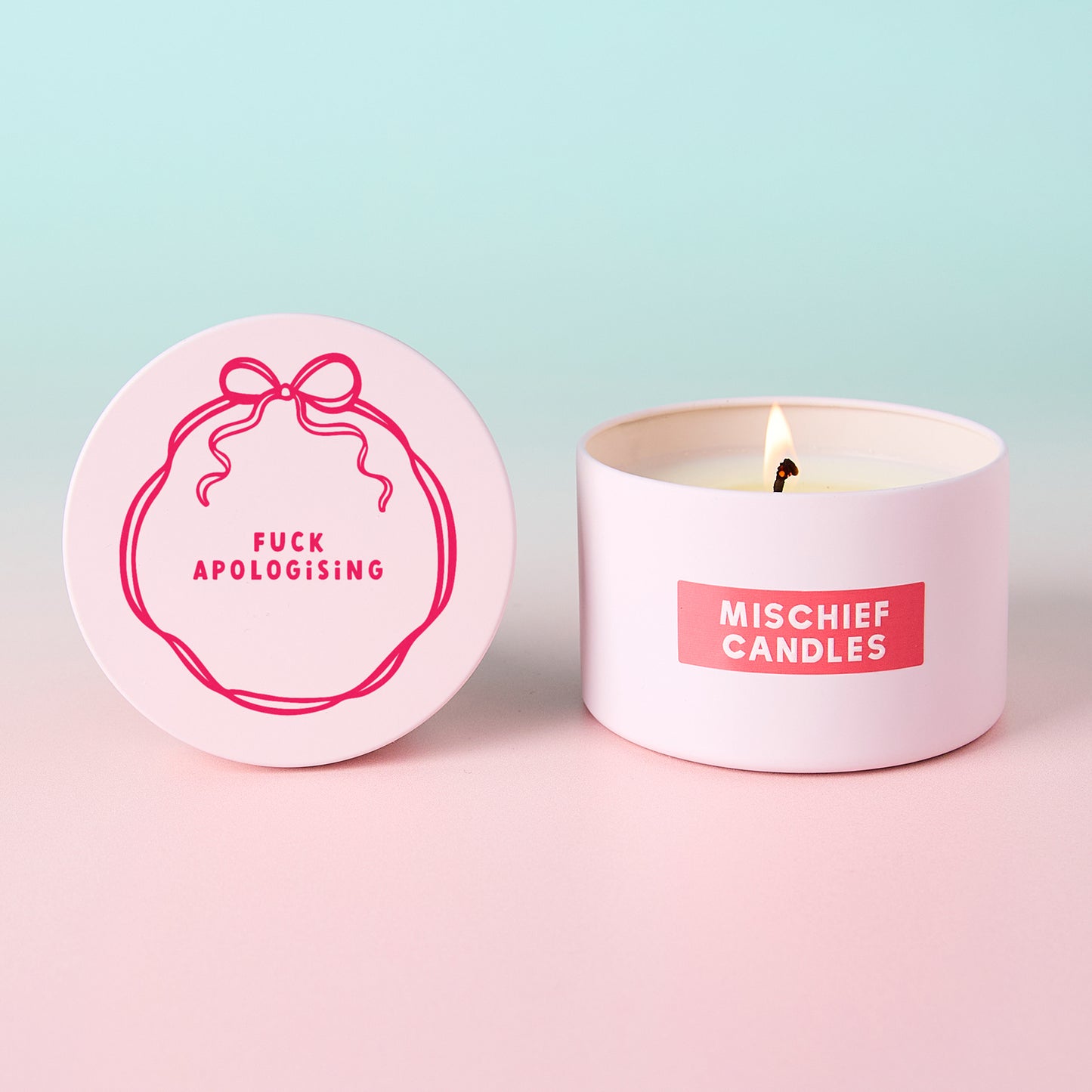 Funny Gift For Her Fuck Apologising Pink Tin Candle