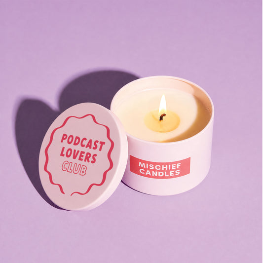 Podcast Lovers Club Pink Tin Candle