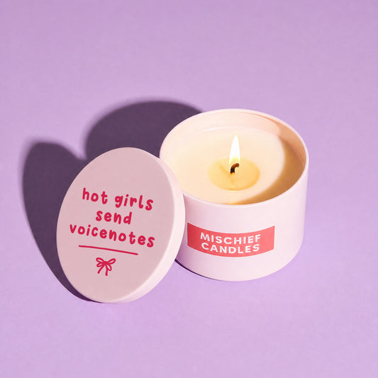 Hot Girls Send Voice Notes Pink Tin Candle