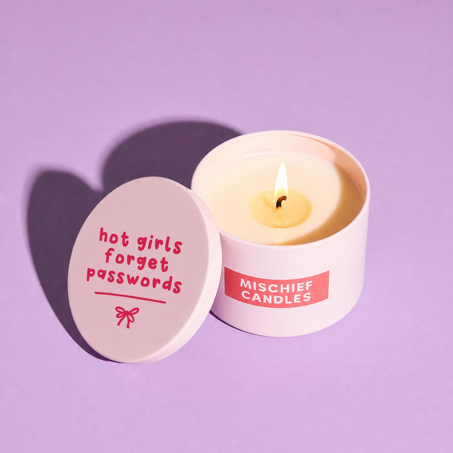 Hot Girls Forget Passwords Pink Tin Candle