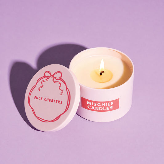 Funny Gift For Her Fuck Cheaters Pink Tin Candle