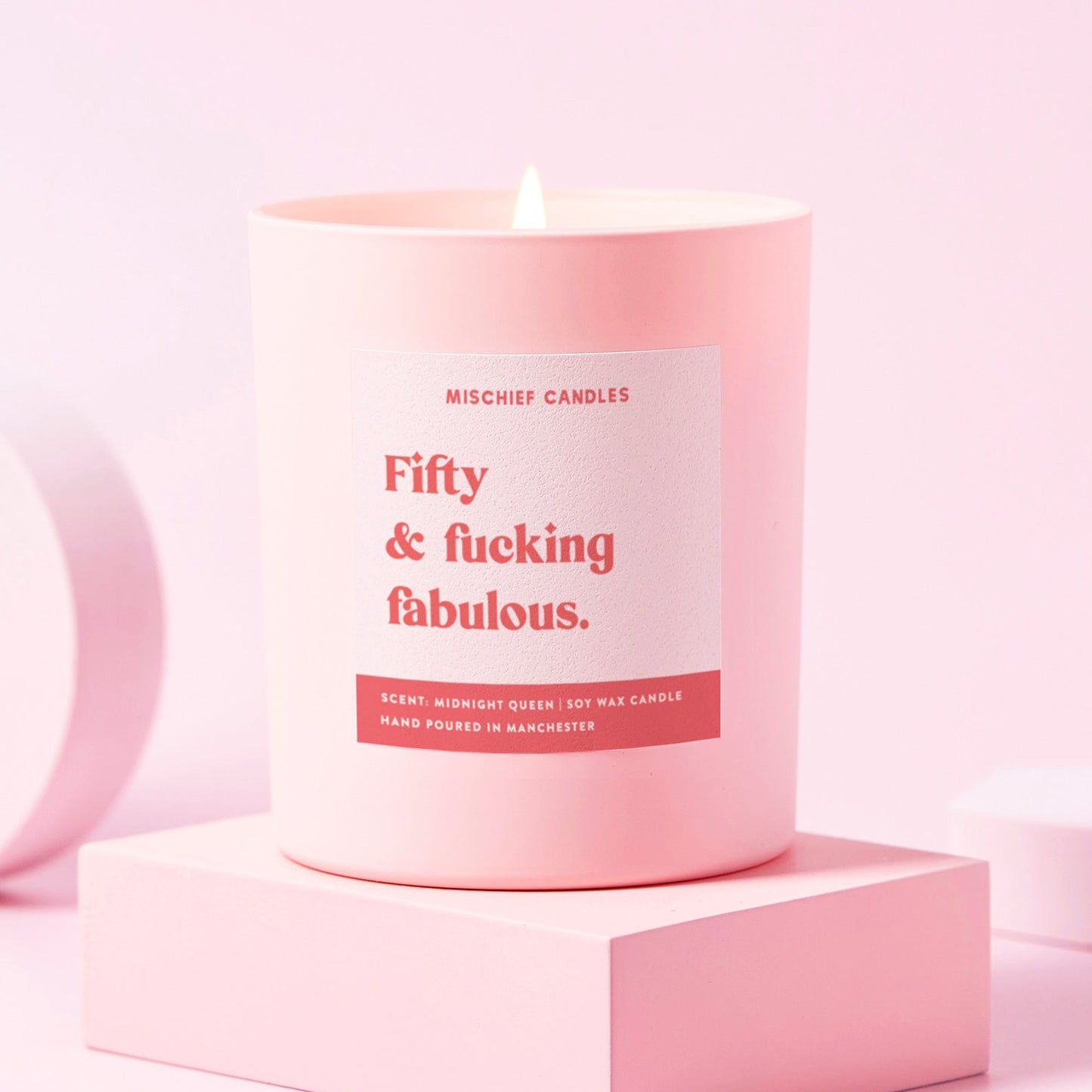 50th Birthday Gift Funny 50th Birthday Gift Pink Candle Fifty And Fabulous