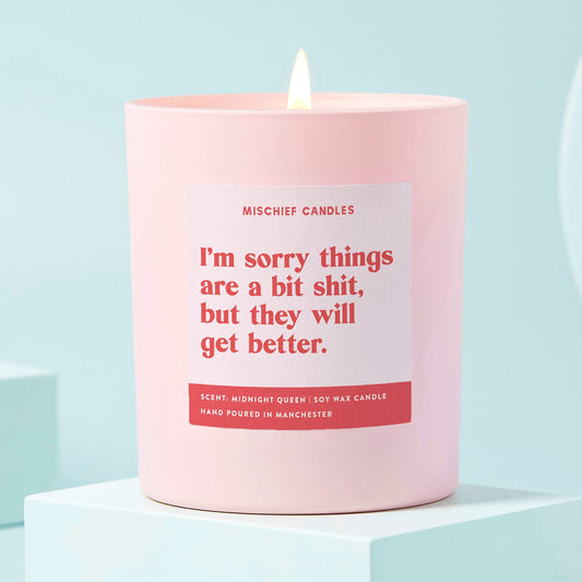 Funny Thinking Of You Gift Candle Sorry Things Are A Bit Shit