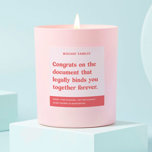 Wedding Gift Funny Wedding Candle Legally Binding Document