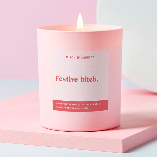 Funny Christmas Gift For Her Friend Candle Festive Bitch